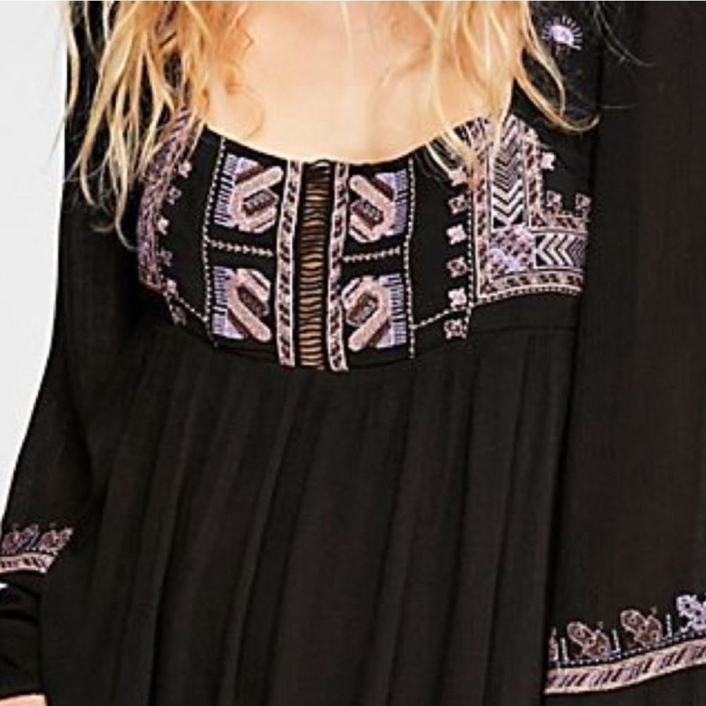 Free People Black and Purple Midi Dress